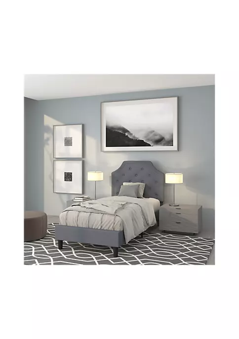 Coupon 🔥 Brighton Twin Size Tufted Upholstered Platform Bed in Light Gray Fabric by Belnick 🌟 2 Coupon 🔥 Brighton Twin Size Tufted Upholstered Platform Bed in Light Gray Fabric by Belnick 🌟 - Image 2