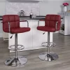 Cheap 😍 2 Pack Contemporary Burgundy Quilted Vinyl Adjustable Height Barstool with Arms and Chrome Base by Belnick 😍