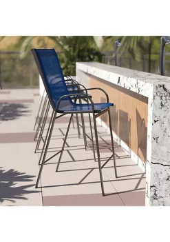 Coupon β¨ 4 Pack Brazos Series Navy Outdoor Barstools with Flex Comfort Material and Metal Frame by Belnick π