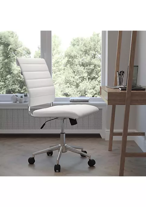 Flash Sale π Mid-Back Armless White LeatherSoft Contemporary Ribbed Executive Swivel Office Chair by Belnick βοΈ 1 Flash Sale π Mid-Back Armless White LeatherSoft Contemporary Ribbed Executive Swivel Office Chair by Belnick βοΈ
