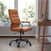 Promo 😀 High Back Brown LeatherSoft Executive Swivel Office Chair with Black Frame and Arms by Belnick 🧨