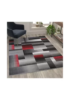 Best Pirce 🧨 Elio Collection 5' x 7' Red Color Blocked Area Rug - Olefin Rug with Jute Backing - Entryway, Living Room, or Bedroom by Belnick 🌟
