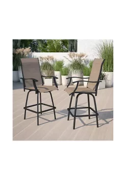 Top 10 🎉 Patio Bar Height Stools Set of 2 All Weather Textilene Swivel Patio Stools and Deck Chairs with High Back & Armrests in Brown by Belnick 🔥