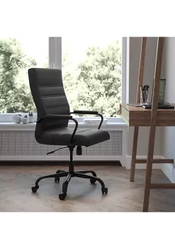 Deals π High Back Black LeatherSoft Executive Swivel Office Chair with Black Frame and Arms by Belnick β¨