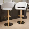 Best Pirce 🎁 Contemporary Vinyl Adjustable Height Barstool with Rounded Mid-Back, Set of 2 by Belnick ⭐