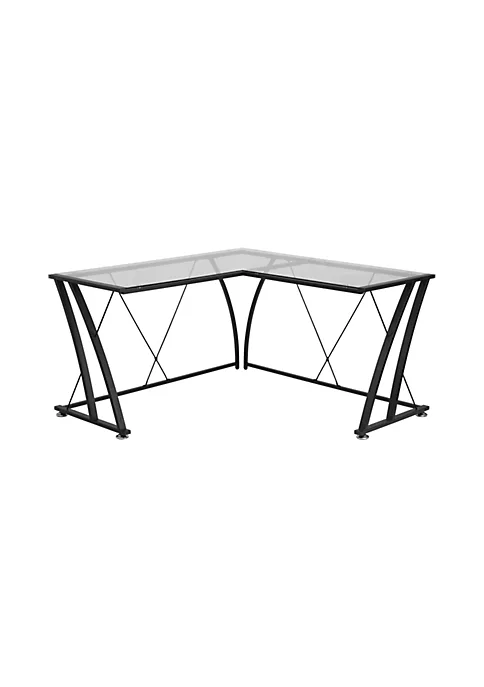 New π Glass L-Shape Computer Desk with Black Metal Frame by Belnick π 3 New π Glass L-Shape Computer Desk with Black Metal Frame by Belnick π - Image 3