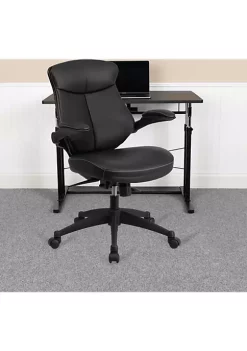 Deals π Mid-Back Black LeatherSoft Executive Swivel Ergonomic Office Chair with Back Angle Adjustment and Flip-Up Arms by Belnick π―