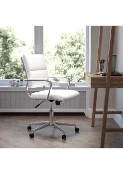 Brand new ๐ Mid-Back White LeatherSoft Contemporary Panel Executive Swivel Office Chair by Belnick ๐