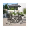 Brand new 👍 Nantucket 6 Piece Patio Garden Set with Umbrella Table and Set of 4 Folding Chairs by Belnick ✔️