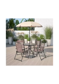 Brand new 👍 Nantucket 6 Piece Patio Garden Set with Umbrella Table and Set of 4 Folding Chairs by Belnick ✔️ -Belnick Sales Shop Belk 1867