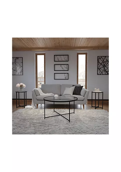 Cheapest π Greenwich Collection Coffee and End Table Set - Clear Glass Top with Matte Black Frame - 3 Piece Occasional Table Set by Belnick π 1 Cheapest π Greenwich Collection Coffee and End Table Set - Clear Glass Top with Matte Black Frame - 3 Piece Occasional Table Set by Belnick π
