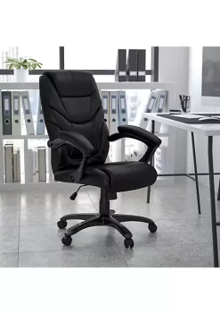 Budget ⭐ High Back Black LeatherSoft Executive Swivel Ergonomic Office Chair with Arms by Belnick 👏