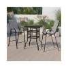 Cheap 😀 Outdoor Dining Set 2 Person Bistro Set Outdoor Glass Bar Table with Gray All Weather Patio Stools by Belnick 🔥