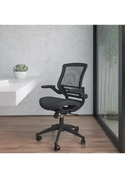 Promo 🎉 Mid-Back Transparent Black Mesh Executive Swivel Office Chair with Black Frame and Flip-Up Arms by Belnick 💯