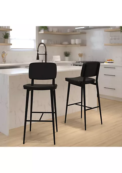 Wholesale β¨ Kenzie Commercial Grade Mid-Back Barstools - Black LeatherSoft Upholstery - Black Iron Frame with Integrated Footrest by Belnick π€© 2 Wholesale β¨ Kenzie Commercial Grade Mid-Back Barstools - Black LeatherSoft Upholstery - Black Iron Frame with Integrated Footrest by Belnick π€© - Image 2