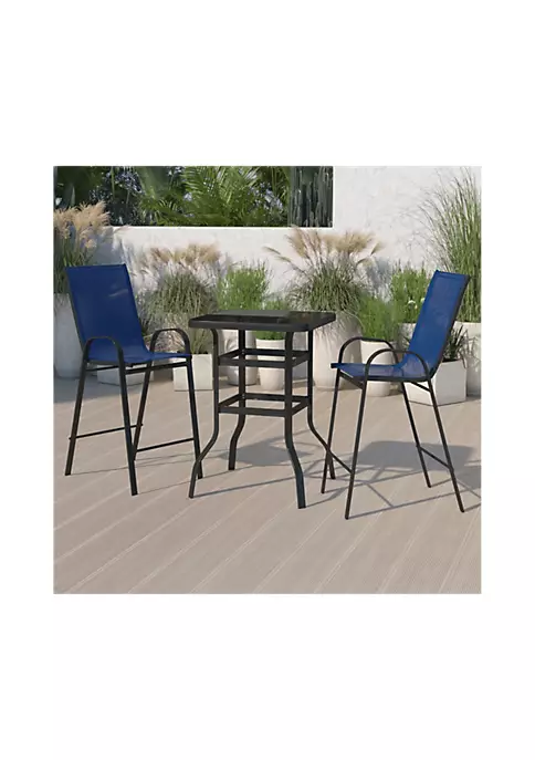 Promo π Outdoor Dining Set 2 Person Bistro Set Outdoor Glass Bar Table with Navy All Weather Patio Stools by Belnick β 1 Promo π Outdoor Dining Set 2 Person Bistro Set Outdoor Glass Bar Table with Navy All Weather Patio Stools by Belnick β