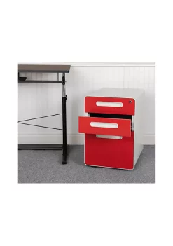 Budget β Ergonomic 3-Drawer Mobile Locking Filing Cabinet with Anti-Tilt Mechanism & Letter/Legal Drawer, White with Red Faceplate by Belnick π§¨