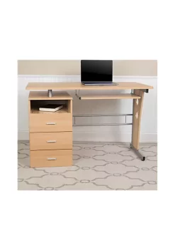 Wholesale β Maple Desk with Three Drawer Pedestal and Pull-Out Keyboard Tray by Belnick π