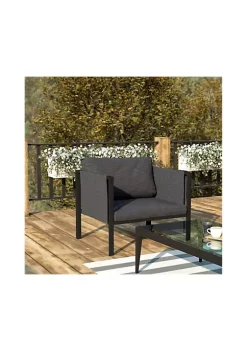 Flash Sale 🔥 Indoor/Outdoor Patio Chair with Cushions Modern Steel Framed Chair with Storage Pockets Black with Charcoal Cushions by Belnick 😉
