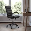 Flash Sale 😍 Mid-Back Black LeatherSoft Executive Swivel Office Chair with Black Frame and Arms by Belnick 😉