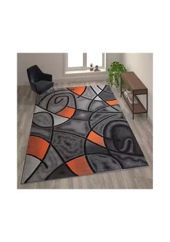 Flash Sale 😉 Jubilee Collection Orange Abstract Area Rug - Olefin Rug with Jute Backing - Living Room, Bedroom, & Family Room by Belnick 🔥