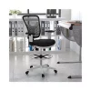 Best Pirce 🔥 Mid-Back Black Mesh Ergonomic Drafting Chair with Adjustable Chrome Foot Ring, Adjustable Arms and White Frame by Belnick 🎉