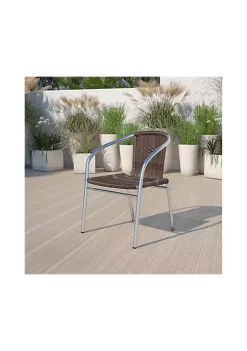 Promo 👏 4 Pack Commercial Aluminum and Dark Brown Rattan Indoor Outdoor Restaurant Stack Chair by Belnick 😉