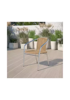 Buy 🔥 4 Pack Commercial Aluminum and Beige Rattan Indoor Outdoor Restaurant Stack Chair by Belnick 👏