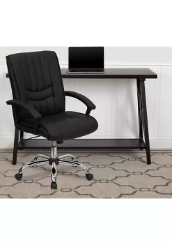 Wholesale π Mid-Back Black LeatherSoft Swivel Manager's Office Chair with Arms by Belnick π₯°