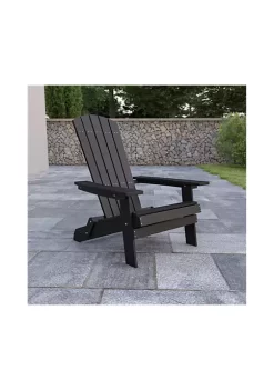 Hot Sale β€οΈ Charlestown All Weather Poly Resin Indoor/Outdoor Folding Adirondack Chair in Black by Belnick π