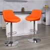 Wholesale 👏 2 Pk. Contemporary Orange Vinyl Bucket Seat Adjustable Height Barstool with Diamond Pattern Back and Chrome Base by Belnick 🥰