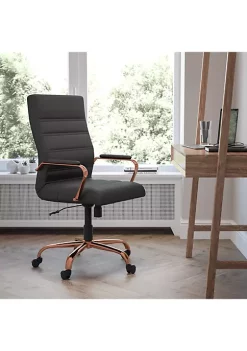 New 🛒 High Back Black LeatherSoft Executive Swivel Office Chair with Rose Gold Frame and Arms by Belnick 🌟 -Belnick Sales Shop Belk 2007