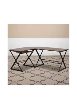 Brand new ⭐ Teakwood Laminate L-Shape Computer Desk with Pull-Out Keyboard Tray by Belnick 😀