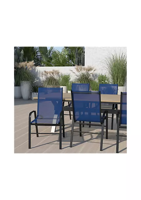 Best deal β¨ 5 Pack Brazos Series Navy Outdoor Stack Chair with Flex Comfort Material and Metal Frame by Belnick π 2 Best deal β¨ 5 Pack Brazos Series Navy Outdoor Stack Chair with Flex Comfort Material and Metal Frame by Belnick π - Image 2