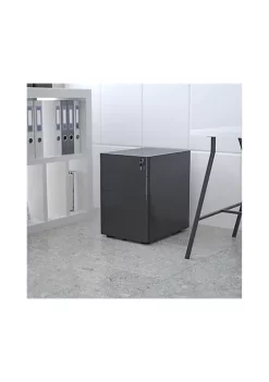 Discount 😉 Modern 3-Drawer Mobile Locking Filing Cabinet with Anti-Tilt Mechanism and Hanging Drawer for Legal & Letter Files, Black by Belnick 👏