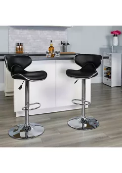 Brand new π€© 2 Pack Contemporary Cozy Mid-Back Black Vinyl Adjustable Height Barstool with Chrome Base by Belnick π