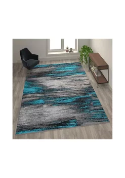 Best deal π― Rylan Collection 8' x 10' Turquoise Scraped Design Area Rug - Olefin Rug with Jute Backing - Living Room, Bedroom, Entryway by Belnick π