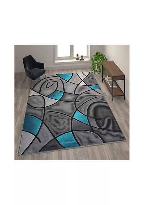 Hot Sale π Jubilee Collection Turquoise Abstract Area Rug - Olefin Rug with Jute Backing - Living Room, Bedroom, & Family Room by Belnick π₯ 1 Hot Sale π Jubilee Collection Turquoise Abstract Area Rug - Olefin Rug with Jute Backing - Living Room, Bedroom, & Family Room by Belnick π₯