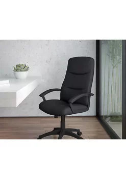Cheapest 😉 High Back Black Fabric Executive Swivel Office Chair with Two Line Horizontal Stitch Back and Arms by Belnick ⌛