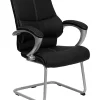 Cheapest 😍 Black LeatherSoft Executive Side Reception Chair with Silver Sled Base by Belnick 🔔