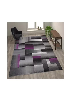 Outlet 👏 Elio Collection Purple Color Blocked Area Rug - Olefin Rug with Jute Backing - Entryway, Living Room, or Bedroom by Belnick 🧨