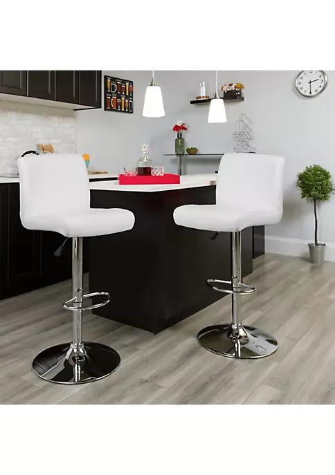 Deals π 2 Pack Contemporary White Vinyl Adjustable Height Barstool with Rolled Seat and Chrome Base by Belnick β¨ 2 Deals π 2 Pack Contemporary White Vinyl Adjustable Height Barstool with Rolled Seat and Chrome Base by Belnick β¨ - Image 2