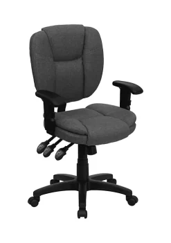 Best Sale ❤️ Mid-Back Gray Fabric Multifunction Swivel Ergonomic Task Office Chair with Pillow Top Cushioning and Arms by Belnick 😀