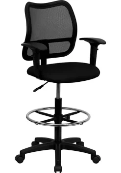 Flash Sale β Mid-Back Mesh Drafting Chair with Adjustable Arms by Belnick π
