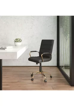 Best reviews of 👍 Mid-Back Black LeatherSoft Executive Swivel Office Chair with Gold Frame and Arms by Belnick 🧨