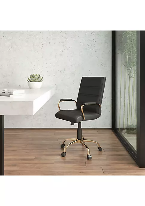 Best reviews of 👍 Mid-Back Black LeatherSoft Executive Swivel Office Chair with Gold Frame and Arms by Belnick 🧨 2 Best reviews of 👍 Mid-Back Black LeatherSoft Executive Swivel Office Chair with Gold Frame and Arms by Belnick 🧨 - Image 2