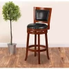 Brand new 🥰 30'' High Light Cherry Wood Barstool with Open Panel Back and Black LeatherSoft Swivel Seat by Belnick 🎁