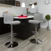 Promo 🥰 2 Pack Contemporary Gray Vinyl Adjustable Height Barstool with Rolled Seat and Chrome Base by Belnick 🤩
