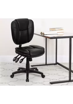 Coupon 💯 Mid-Back Black LeatherSoft Multifunction Swivel Ergonomic Task Office Chair with Pillow Top Cushioning by Belnick 🔥