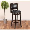 Hot Sale 🌟 29'' High Cappuccino Wood Barstool with Panel Back and Black LeatherSoft Swivel Seat by Belnick 😉
